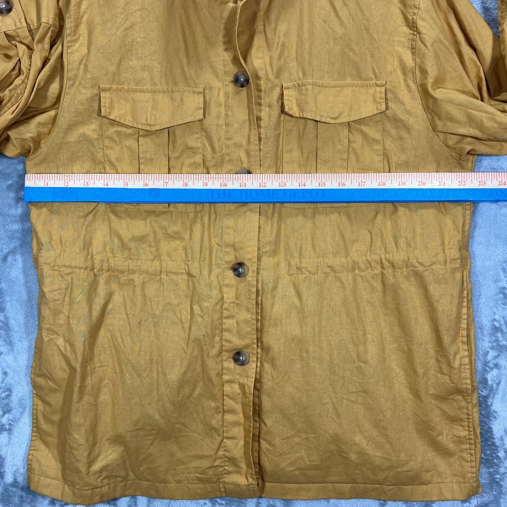 UNIQLO Shirt Jacket Womens L Mustard Yellow Linen Cotton 211-427065 Oversized - Picture 8 of 16